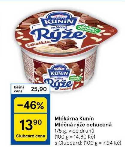 Mlékárna Kunín mléčná rýže ochucená, 175 g