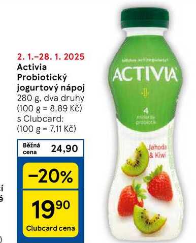 Activia Probiotický jogurtový nápoj, 280 g