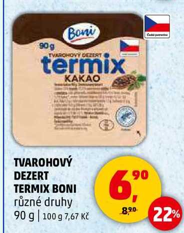 TVAROHOVÝ DEZERT TERMIX BONI různé druhy, 90 g