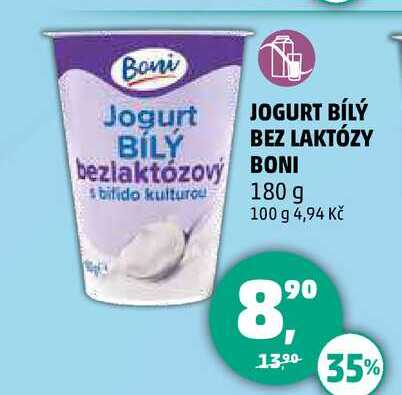 JOGURT BÍLÝ BEZ LAKTÓZY, 180 g 