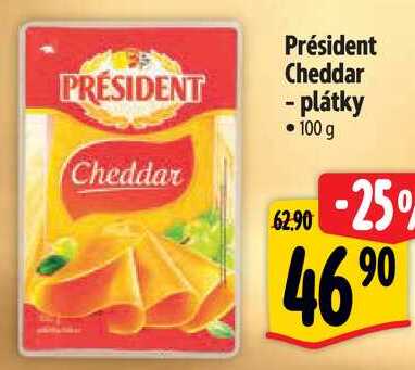 Président Cheddar - plátky, 100 g 