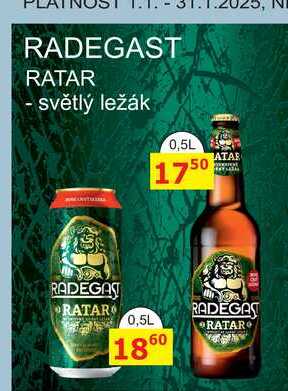 RADEGAST RATAR - světlý ležák 0,5L