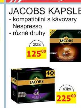 JACOBS KAPSLE - kompatibilní s kávovary Nespresso - různé druhy 20ks 