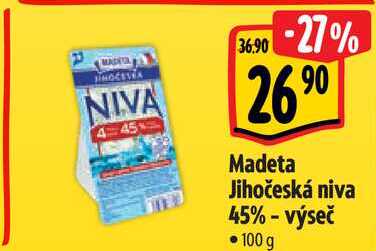 Madeta Jihočeská niva 45% - výseč, 100 g