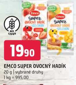 Emco super ovocný hadík 20 g vybrané druhy 