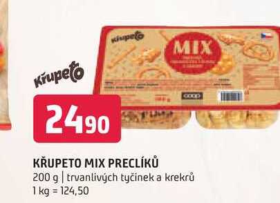 Křupeto mix preclíků 200 g trvanlivých tyčinek a krekrů 