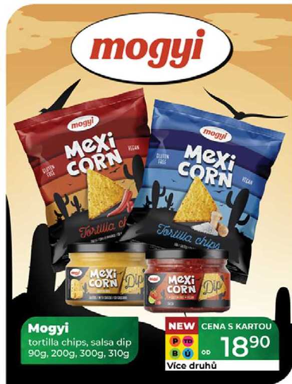 Mogyi tortilla chips, salsa dip 90g, 200g, 300g, 310g 