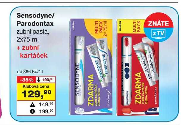 Sensodyne zubní pasta 2 x 75ml + zubní kartáček