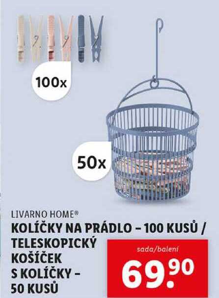 KOLÍČKY NA PRÁDLO - 100 KUSŮ/TELESKOPICKÝ KOŠÍČEK S KOLÍČKY - 50 KUSŮ 