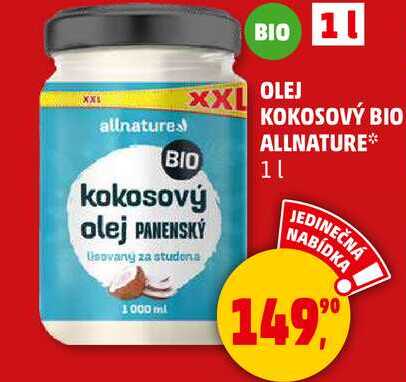 OLEJ KOKOSOVÝ BIO ALLNATURE, 1 l 