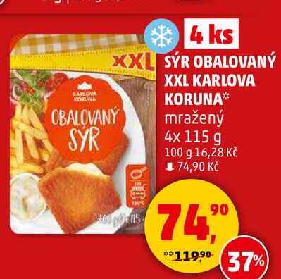 SÝR OBALOVANÝ SYR XXL KARLOVA KORUNA mražený, 4x 115