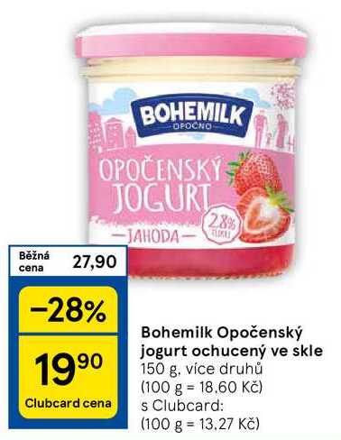 Bohemilk Opočenský jogurt ochucený ve skle, 150 g, více druhů 