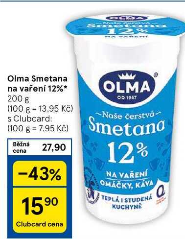 Olma Smetana na vaření 12%, 200 g