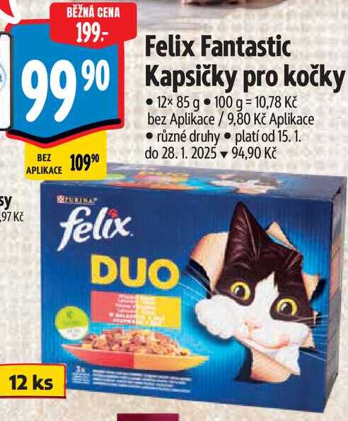 Felix Fantastic Kapsičky pro kočky, 12x 85 g