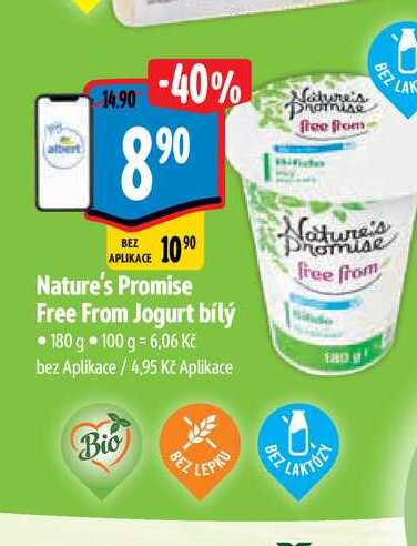   Nature's Promise Free From Jogurt bílý 180 g  