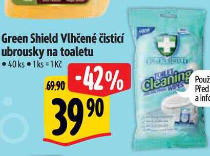 Green Shield Vlhčené čisticí ubrousky na toaletu, 40 ks