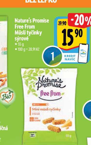   Nature's Promise Free From Müsli tyčinky sýrové 55 g  