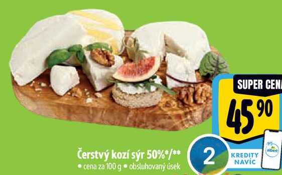 Čerstvý kozí sýr 50%, cena za 100 g