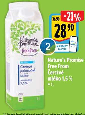 Nature's Promise Free From Čerstvé Čerstvé polotučné 1,5%, 1 l