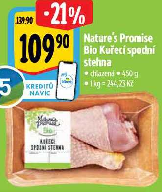 Nature's Promise Bio Kuřecí spodní stehna, 450 g