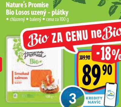 Nature's Promise Bio Losos uzený - plátky, cena za 100 g