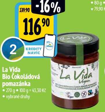 La Vida Bio Čokoládová pomazánka, 270 g 