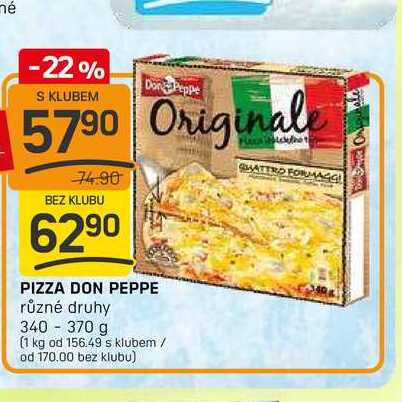 PIZZA DON PEPPE různé druhy 340 - 370 g 