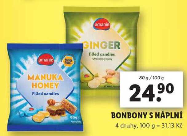 BONBONY S NÁPLNÍ, 80 g/100 g