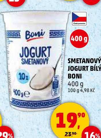 SMETANOVÝ JOGURT BÍLÝ BONI, 400 g 