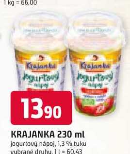 KRAJANKA 230 ml jogurtový nápoj, 1,3 % tuku