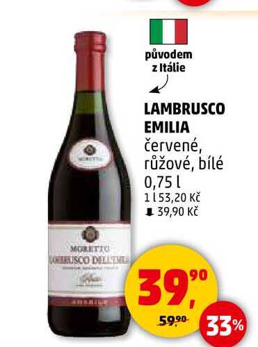 LAMBRUSCO EMILIA červené, 0,75 l 