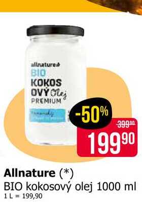 Allnature BIO kokosový olej 1000 ml 