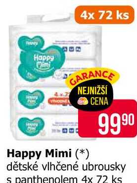 Happy Mimi dětské vlhčené ubrousky s panthenolem 4x 72 ks