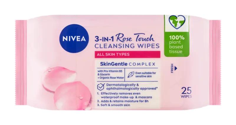 NIVEA Čisticí pleťové ubrousky Rose Touch, 25 ks