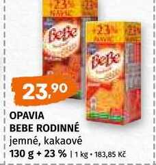 Opavia BeBe Rodinné kakaové sušenky s celozrnnými cereáliemi 130g + 23% v akci