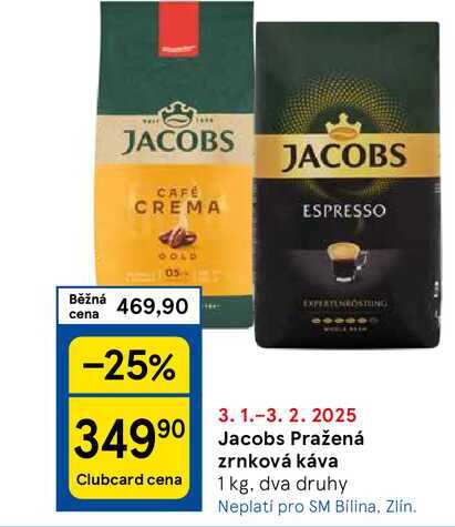 Jacobs Pražená zrnková káva, 1 kg