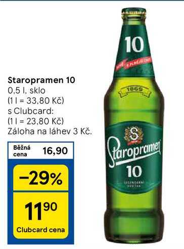 Staropramen 10, 0,5 1, sklo v akci