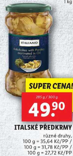 ITALSKÉ PŘEDKRMY, 285 g/300 g