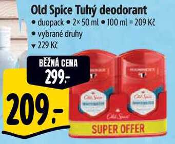 Old Spice Tuhý deodorant duopack, 2x 50 ml 