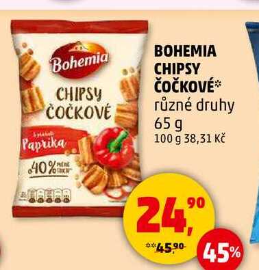 BOHEMIA CHIPSY ČOČKOVÉ různé druhy, 65 g 