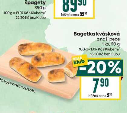 Bagetka kvásková z naší pece 1ks, 60 g 