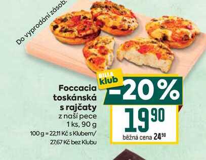 Foccacia toskánská s rajčaty z naší pece 1 ks, 90 g 