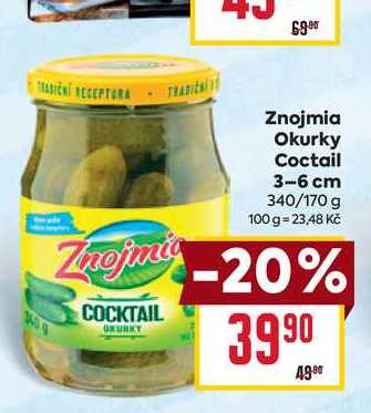 Znojmia Okurky Coctail 3-6 cm 340/170 g