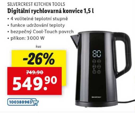 Digitální rychlovarná konvice 1,5 l 