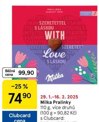 Milka Pralinky, 110 g. více druhů