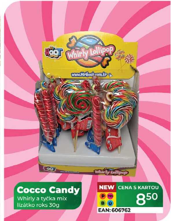 Cocco Candy Whirly a tyčka mix lízátko roks 30g 