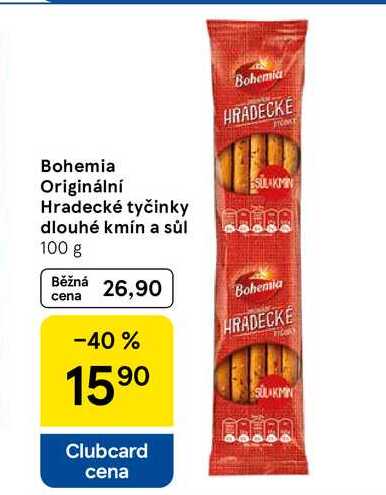 Bohemia Originální Hradecké tyčinky dlouhé kmín a sůl, 100 g