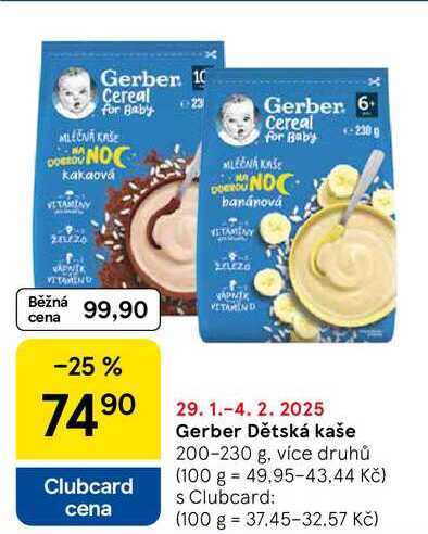 Gerber Dětská kaše, 200-230 g, více druhů 