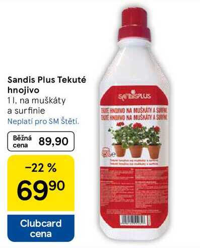 Sandis Plus Tekuté hnojivo, 1 l, na muškáty a surfinie 