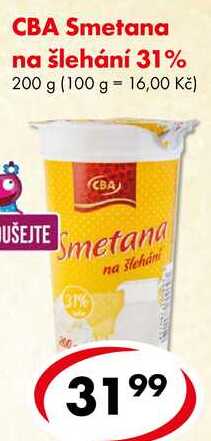 CBA Smetana na šlehání 31%, 200 g 